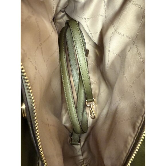 Michael Kors Savannah Large Leather Satchel Purse Green - Picture 12 of 16